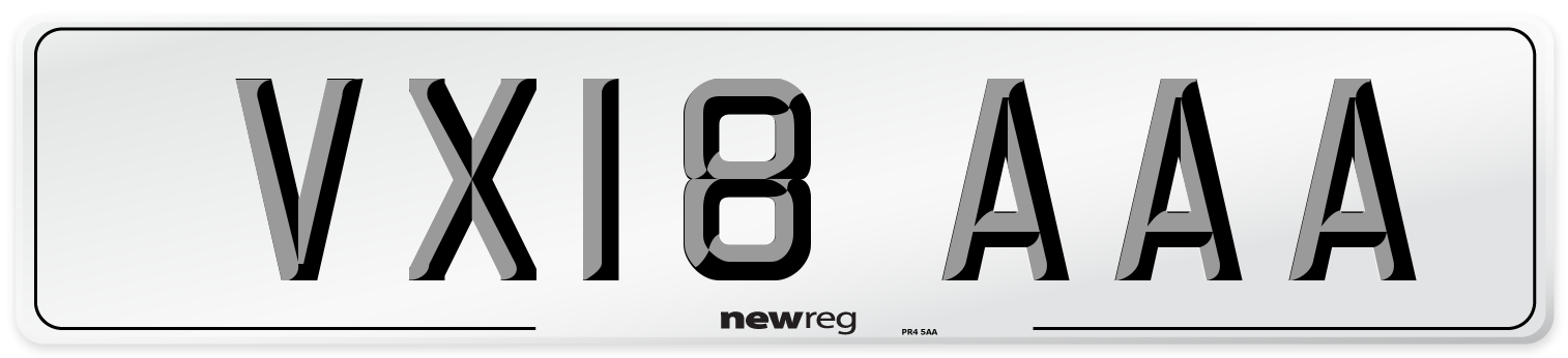 VX18 AAA Number Plate from New Reg